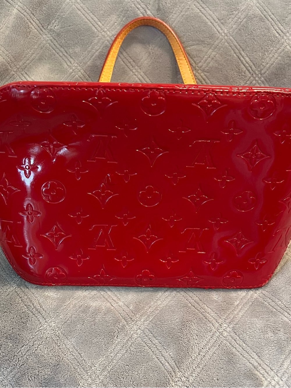 Louis Vuitton Red Vernis Patent Tote with Tan Handles - Picture 3 of 10